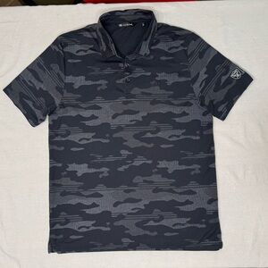 Travis Mathew Golf Performance Polo Shirt Short Sleeve Men's XL Black Camouflage